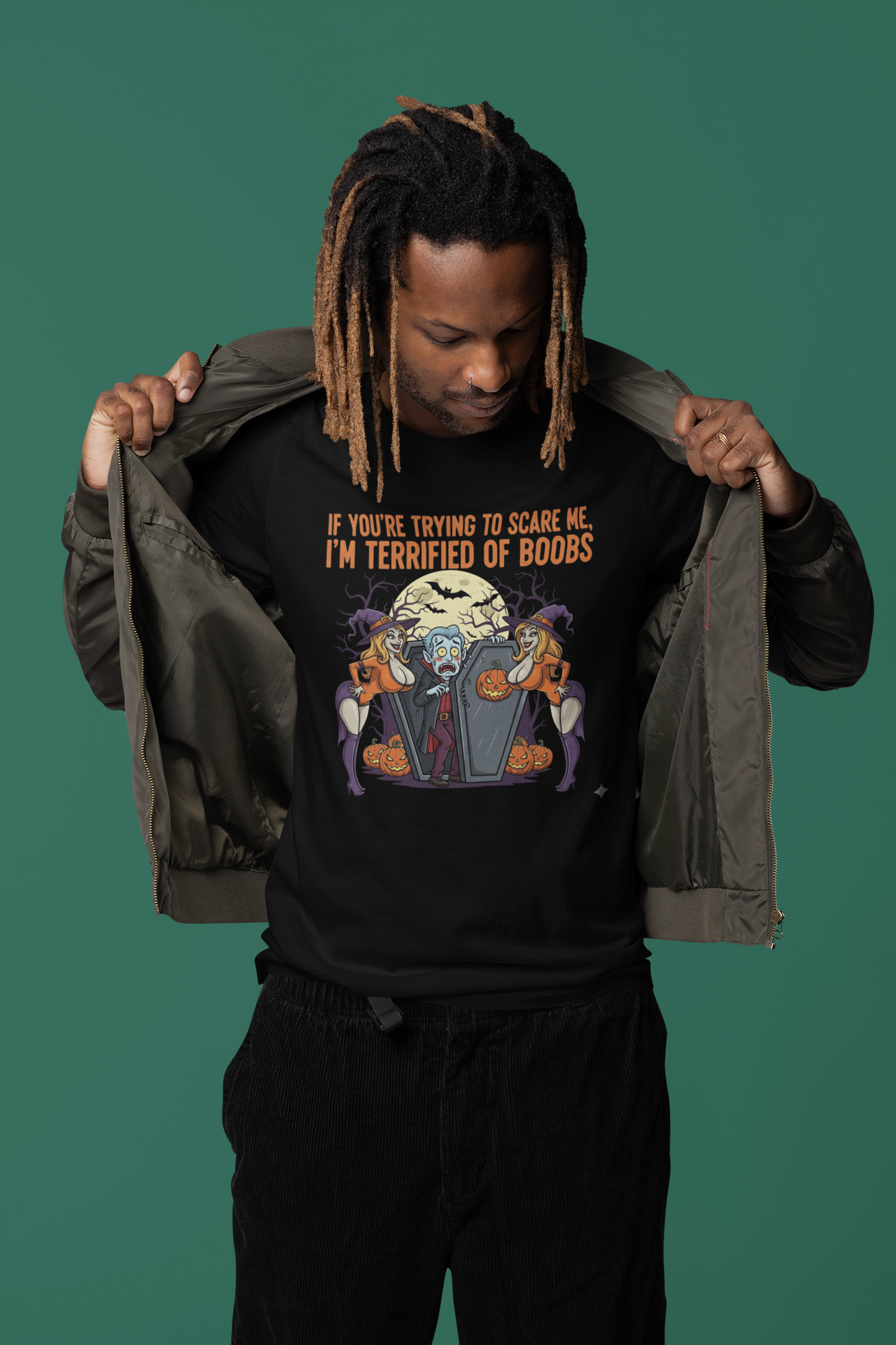 Terrified of Boobs Halloween Vampire Shirt