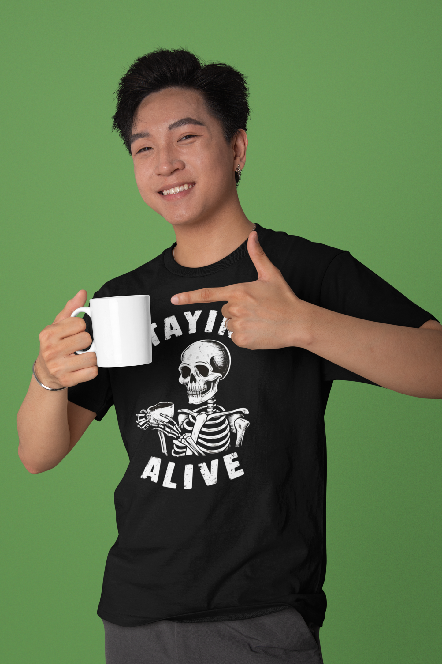 Staying Alive Skeleton Coffee Shirt