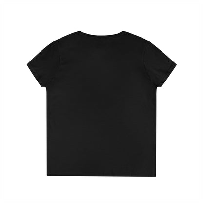 Funny Ladies' V-Neck T-Shirt — "Probably Thinking About Dick" Floral Graphic