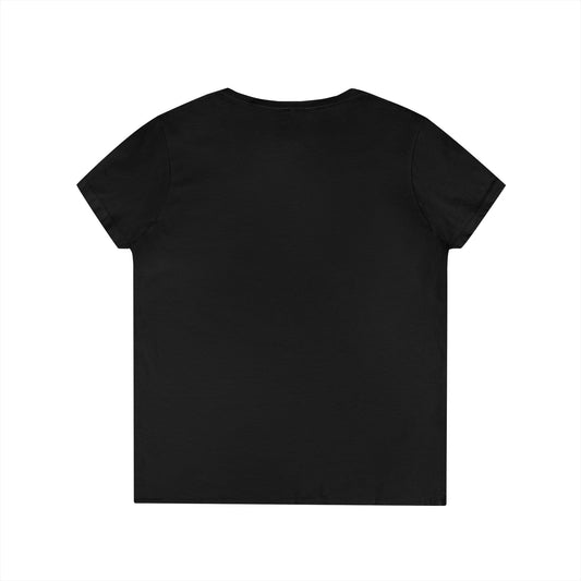 Funny Ladies' V-Neck T-Shirt — "Probably Thinking About Dick" Floral Graphic