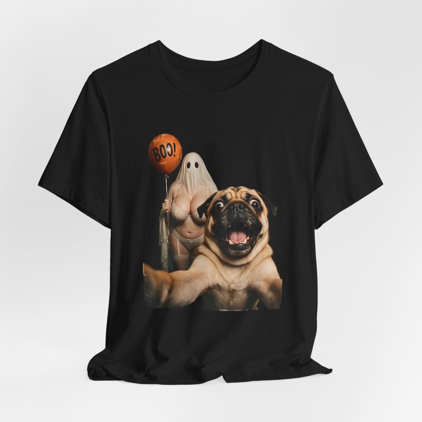 Pug Selfie with Ghost Halloween Shirt