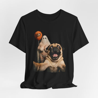 Pug Selfie with Ghost Halloween Shirt